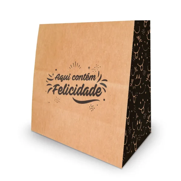 Saco Kraft para Delivery Grande sem Alça - Felicidade - 100 unidades